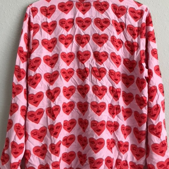 Bouffants & Broken Hearts Notch Collar Printed Pajama Set -Hearts (Sz S) a569434 - Picture 4 of 7